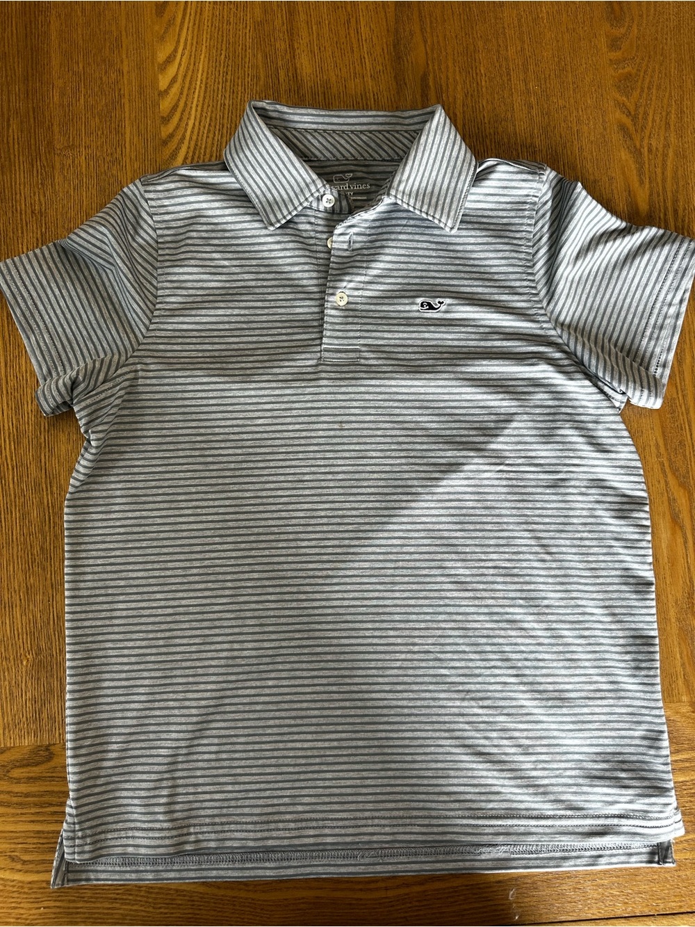 Vineyard Vines Boys' Gray and White Striped Polo